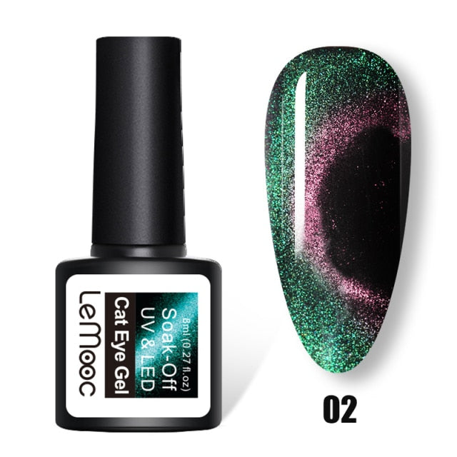 LEMOOC Cat Eyes Nail Gel Polish 9D Laser Magnet Varnishes Soak Off UV LED Shimmer Magnetic Lacquers Shiny Beauty Design Polishes