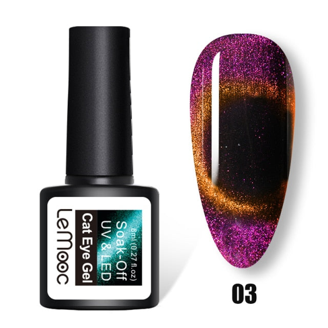 LEMOOC Cat Eyes Nail Gel Polish 9D Laser Magnet Varnishes Soak Off UV LED Shimmer Magnetic Lacquers Shiny Beauty Design Polishes