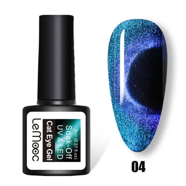 LEMOOC Cat Eyes Nail Gel Polish 9D Laser Magnet Varnishes Soak Off UV LED Shimmer Magnetic Lacquers Shiny Beauty Design Polishes