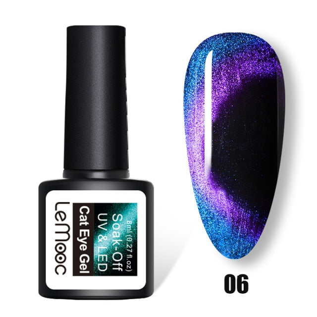 LEMOOC Cat Eyes Nail Gel Polish 9D Laser Magnet Varnishes Soak Off UV LED Shimmer Magnetic Lacquers Shiny Beauty Design Polishes