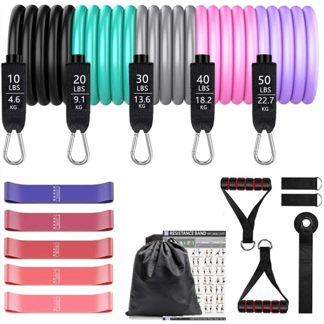 16Pcs Resistance Bands Set Expander Yoga Exercise Fitness Rubber Tubes Band Stretch Training Home Gyms Workout Elastic Pull Rope