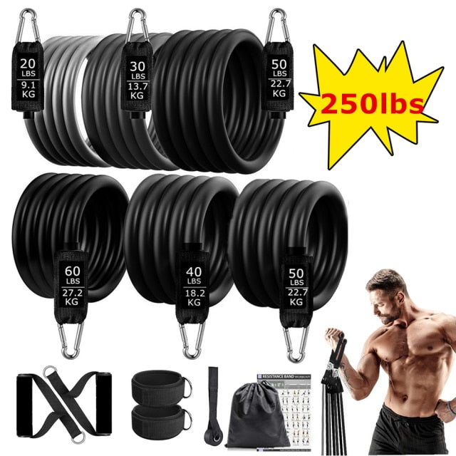 16Pcs Resistance Bands Set Expander Yoga Exercise Fitness Rubber Tubes Band Stretch Training Home Gyms Workout Elastic Pull Rope