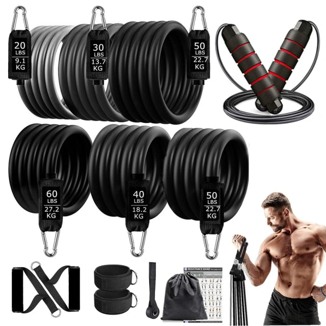 16Pcs Resistance Bands Set Expander Yoga Exercise Fitness Rubber Tubes Band Stretch Training Home Gyms Workout Elastic Pull Rope