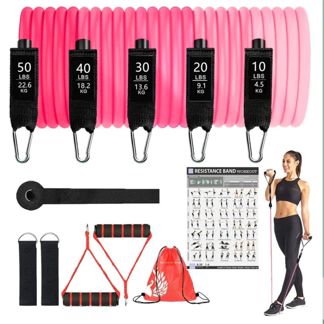 16Pcs Resistance Bands Set Expander Yoga Exercise Fitness Rubber Tubes Band Stretch Training Home Gyms Workout Elastic Pull Rope