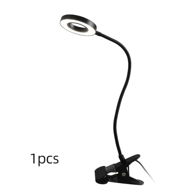 Dimmable LED Desk-Lamp with Clamp Dimmable Reading Light Eye-Care USB Table Lamp LED Bedside Lamp Baby Night Light Clip