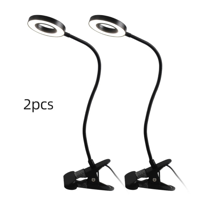 Dimmable LED Desk-Lamp with Clamp Dimmable Reading Light Eye-Care USB Table Lamp LED Bedside Lamp Baby Night Light Clip