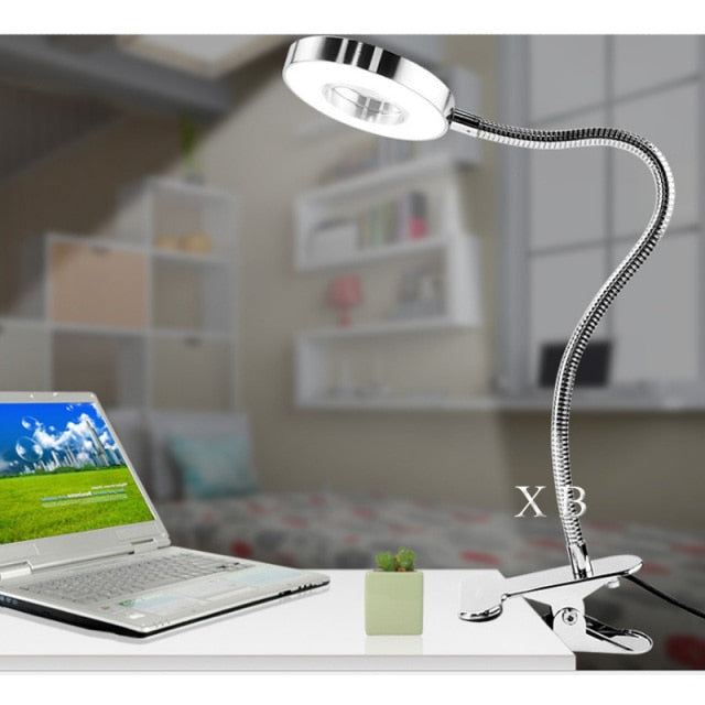 LED Desk Lamp 5W with Clamp Dimmable Reading Light Eye-Care USB Table Lamp LED Bedside Lamp Baby Night Light Clip