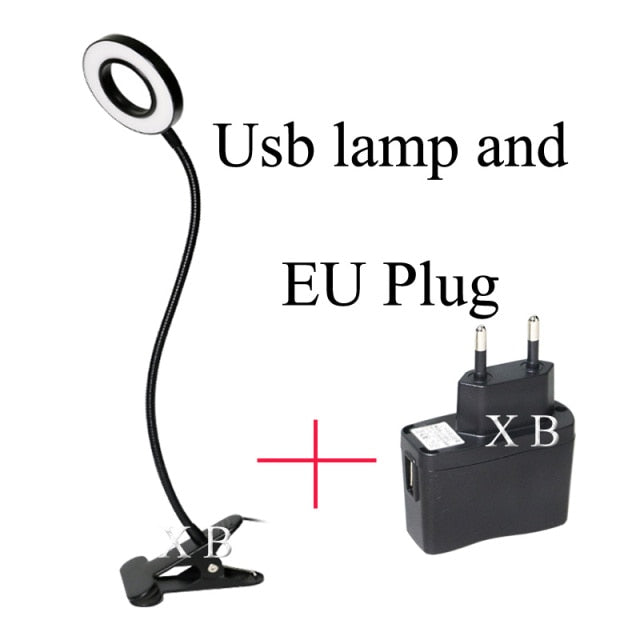 LED Desk Lamp 5W with Clamp Dimmable Reading Light Eye-Care USB Table Lamp LED Bedside Lamp Baby Night Light Clip