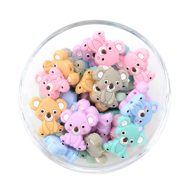 LOFCA 10pcs Koala Silicone Beads BPA Free Food Grade Baby Silicone Teething Beads Toys Baby Care Pacifier Chain Gift DIY