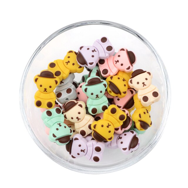 LOFCA 10pcs Koala Silicone Beads BPA Free Food Grade Baby Silicone Teething Beads Toys Baby Care Pacifier Chain Gift DIY