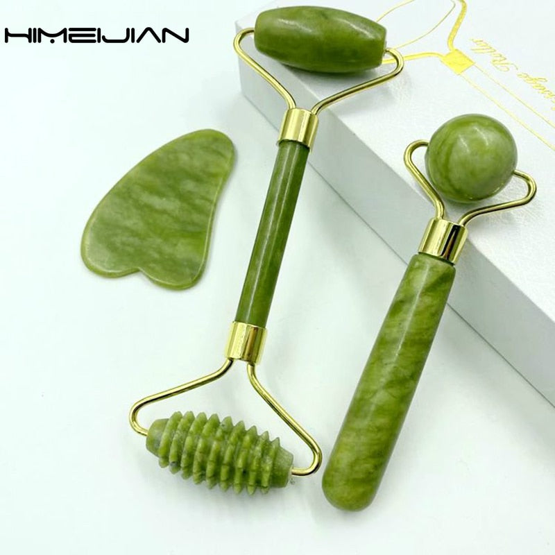 Jade Roller Massager for Face Body Gua Sha Jade Stone Face Care Roller Facial Massager Beauty Health Appliances Skin Care Tools