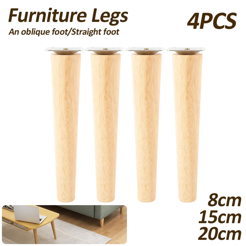 4Pcs/Set Height 8/15/20CM Solid Wood Furniture Leg, Inclined Cone Sofa Bed Cabinet Table And Chair Replacement Feet Sloping Feet