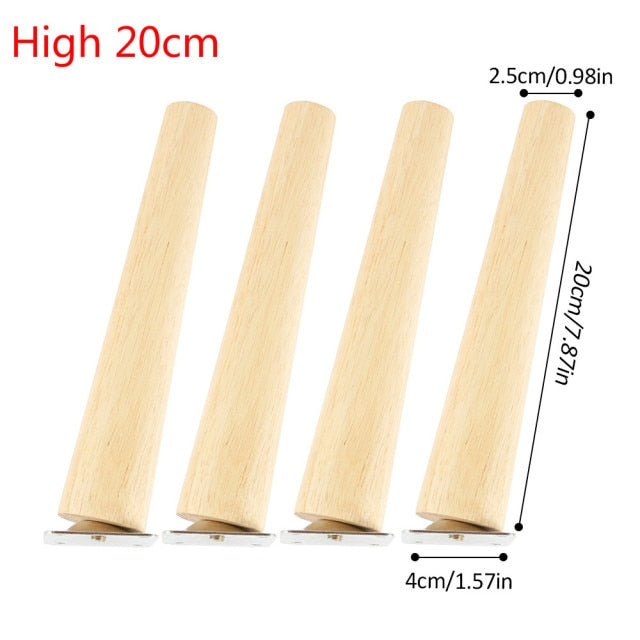 4Pcs/Set Height 8/15/20CM Solid Wood Furniture Leg, Inclined Cone Sofa Bed Cabinet Table And Chair Replacement Feet Sloping Feet