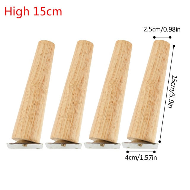 4Pcs/Set Height 8/15/20CM Solid Wood Furniture Leg, Inclined Cone Sofa Bed Cabinet Table And Chair Replacement Feet Sloping Feet