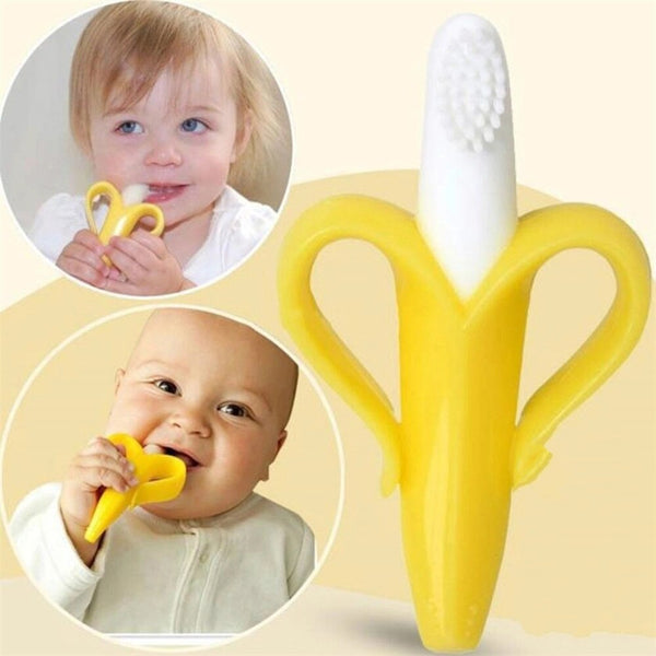 12mm Silicone Beads Baby Teether Toys Toddle Safe BPA Free Banana Teething Ring Silicone Chew Dental Care Toothbrush Nursing