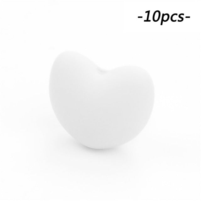 LOFCA Silicone Beads Heart Shape 10pcs Charm Teether Baby Teething Jewelry Nursing Baby Oral Care For Pacifier Holder Necklace