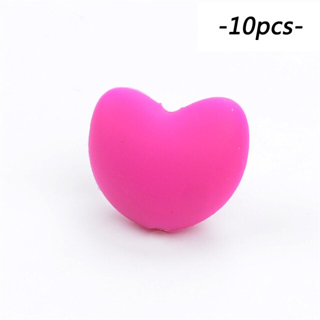 LOFCA Silicone Beads Heart Shape 10pcs Charm Teether Baby Teething Jewelry Nursing Baby Oral Care For Pacifier Holder Necklace