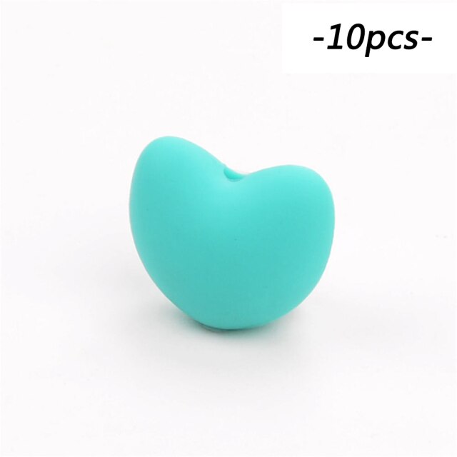 LOFCA Silicone Beads Heart Shape 10pcs Charm Teether Baby Teething Jewelry Nursing Baby Oral Care For Pacifier Holder Necklace