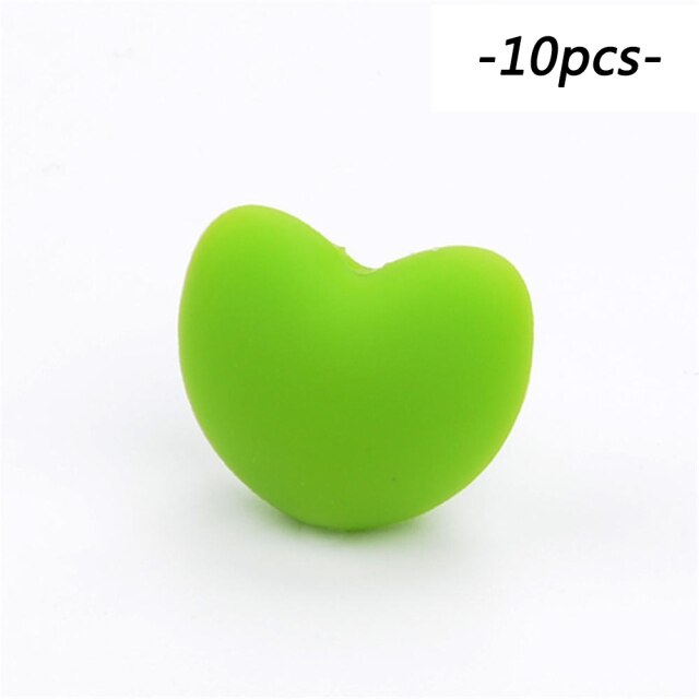 LOFCA Silicone Beads Heart Shape 10pcs Charm Teether Baby Teething Jewelry Nursing Baby Oral Care For Pacifier Holder Necklace