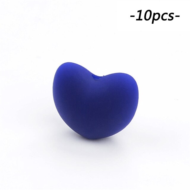 LOFCA Silicone Beads Heart Shape 10pcs Charm Teether Baby Teething Jewelry Nursing Baby Oral Care For Pacifier Holder Necklace