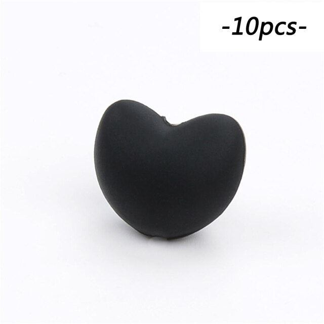 LOFCA Silicone Beads Heart Shape 10pcs Charm Teether Baby Teething Jewelry Nursing Baby Oral Care For Pacifier Holder Necklace