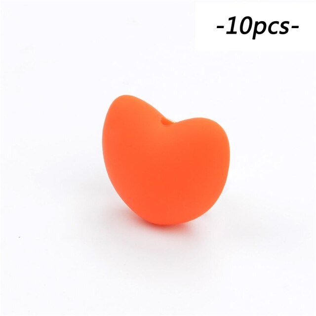 LOFCA Silicone Beads Heart Shape 10pcs Charm Teether Baby Teething Jewelry Nursing Baby Oral Care For Pacifier Holder Necklace