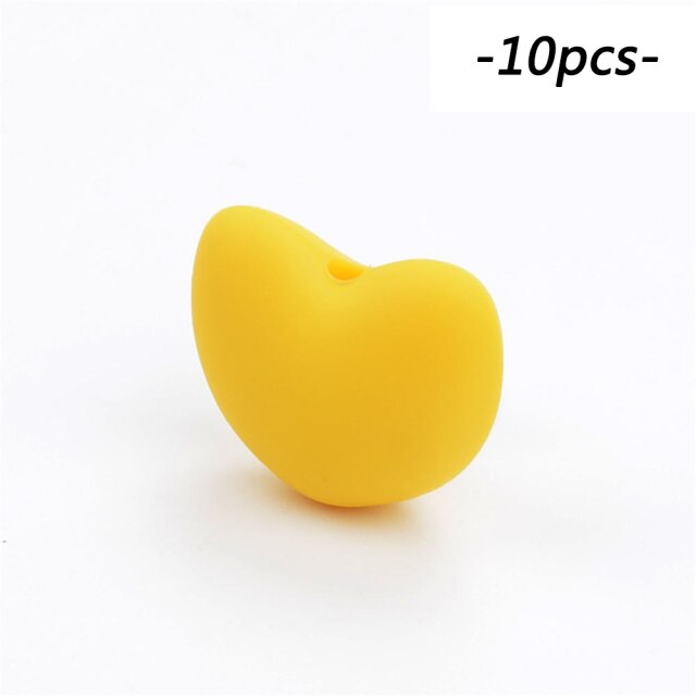 LOFCA Silicone Beads Heart Shape 10pcs Charm Teether Baby Teething Jewelry Nursing Baby Oral Care For Pacifier Holder Necklace