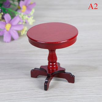 1PCS 1/12 Dollhouse Wooden Furniture Miniature Round Coffee Table Desk Chair Miniatures Pretend Toys Garden/Room Decoration