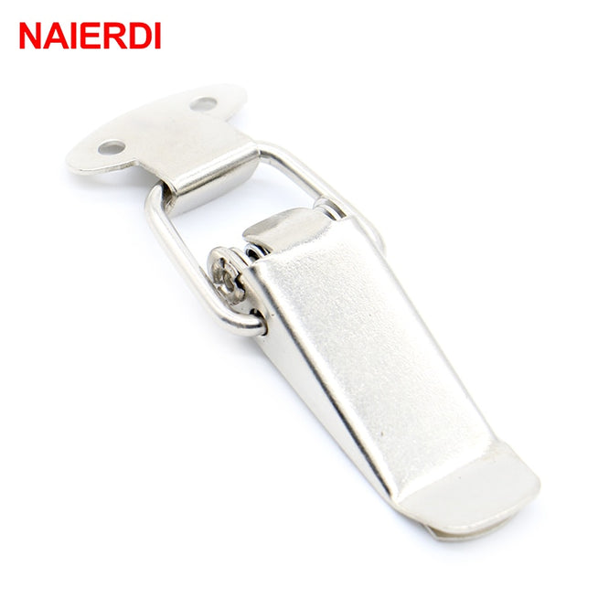 4PC NAIERDI-J105 Cabinet Box Locks Spring Loaded Latch Catch Toggle 27*63 Iron Hasps For Sliding Door Window Furniture Hardware