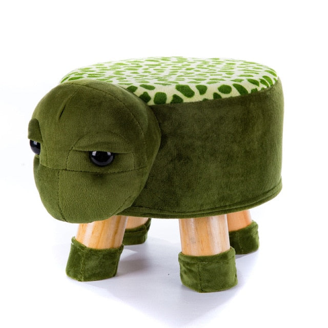 Multi-Style Handmade Animal Chair Wood Kids Stools Shoes Sofa with Plush Cartoon Cover Upscale Adult Baby Chairs Small Bench