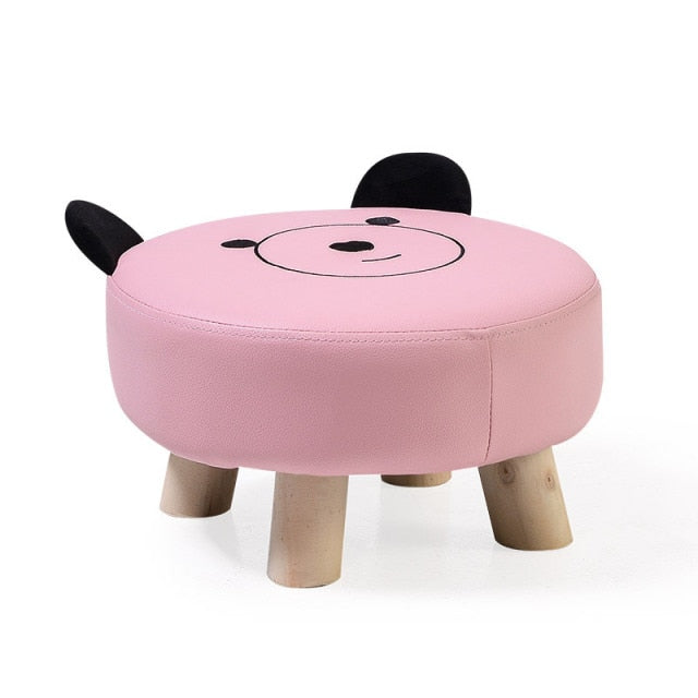 Multi-Style Handmade Animal Chair Wood Kids Stools Shoes Sofa with Plush Cartoon Cover Upscale Adult Baby Chairs Small Bench