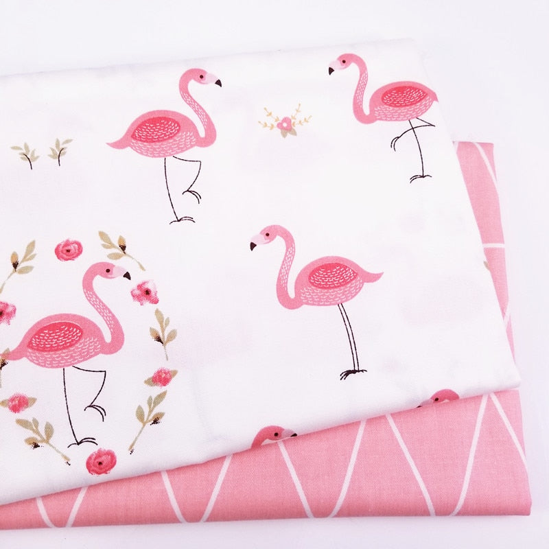 Hot Printed Flamingo Kids Twill Cotton Fabric,Patchwork Cloth for DIY Sewing Quilting Fat Quarters Material For Baby&Child